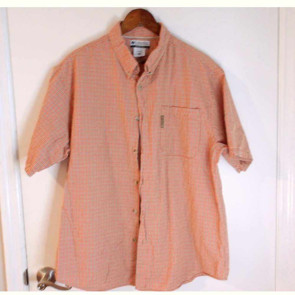 Columbia Button Down Shirt Short Sleeve Plaid Casual Outdoors Mens XXL /#6133‎